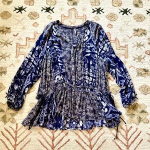 Free People Boho XS shibori floral top